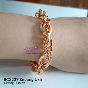 Gelang Wanita Kepang Ukir Tebal Mewah Elegan Perhiasan Fashion Import Anti Karat Cocok dipakai sehari-hari kondangan pesta jalan-jalan kado hadiah ultah bcg227