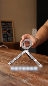 Portable Foldable Tripod Stand for Phone - 360° Magnetic Rotating Aluminum Desktop Holder with Multi-Angle Adjustment