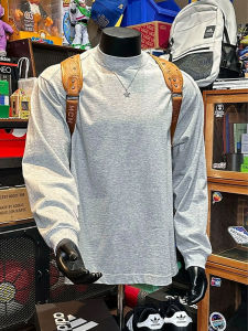 เสื้อยืดคอกลมแขนยาวสีเทา Cleanfit Pure Cotton American Style Shoulder Fit เสื้อเชิ้ตชั้นในสำหรับผู้ชาย