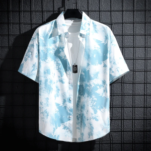 Men and Womens Short-Sleeved Printed Shirt Casual Beach Clothes Personality Thin Couple Tops New