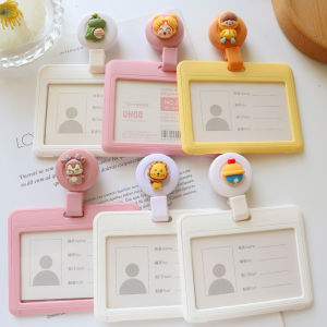 Transparent Expandable Buckle Cute Student ID Card Holder Lanyard Campus Card Holder Creative Cute ABS Material Business Supplies