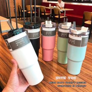 Large Capacity 304 Stainless Steel Insulated Water Bottle with Straw Car Mounted Cooling Cup Ice Dominator Vehicle Cup Logo Printed