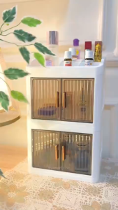 Desktop dust-proof cosmetics storage cabinet skincare product box Foldable make up organizer storage