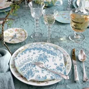 LaVenty Dusty Blue Floral Cocktail Napkins Disposable Floral Paper Napkins for Wedding Party Bridal Shower Baby Shower Birthday