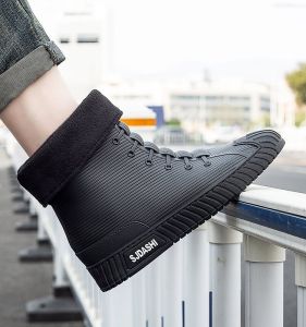 Giày Đi Mưa Đế Mềm Lót Lông Cừu Cao Đến Giữa Bắp Chân Cho Nữ Mùa Thu Đông Đa Năng Thoải Mái Thoáng Khí Chống Thấm Nước