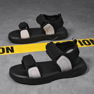 ORNGMALL Dép thể thao nam nhẹ nhàng Khóa vòng móc Họa tiết chữ Vải màu đen Giày thoải mái mùa hè ngoài trời Kích cỡ 39-45