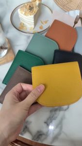 นอนน้อย กระเป๋าสตางค์แท้ Wallet มินิมอล กระเป๋าใบสั้น S7-72 แถมฟรี พวงกู้ หนังวัวที่น่ารัก