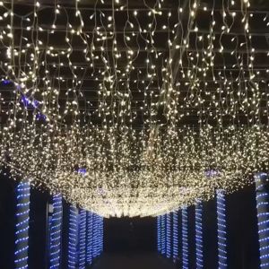 Christmas LED Icicle Lights Decoration Outdoor Fairy Tale Curtain String Lights 8 Modes Timer Connectable Blinking Lights for Indoor Outdoor Holiday Window Party Home Decor Warm White