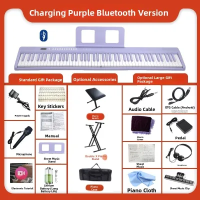 Portable Folding 88-Key Electric Grand Piano Rechargeable for Exam Grade Children Beginners Adults Teachers Entry Level