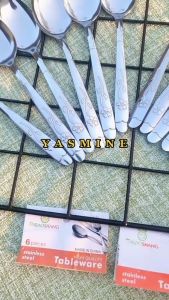 PAKET HEMAT Sendok 1 Lusin + Garpu Makan 1 Lusin Motif Ukiran Bunga Bahan Stainless Tebal Anti Karat