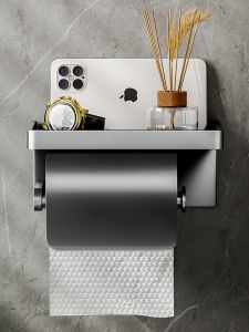 Bathroom Wall-Mounted Tissue Box Waterproof Toilet Paper Holder Rack No Drilling Required Elegant Chinese Style Home Cleaning Tool