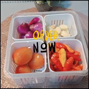 Kotak Saringan Wadah Penyimpanan Bawang Buah Sayuran 4 Sekat