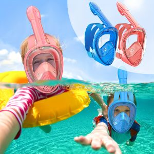 Kids Snorkel Mask Anti-Fog Leak-Proof Soft Silicone Design Easy to Wear Diving Mask Underwater Scuba Full Face 360° Panoramic