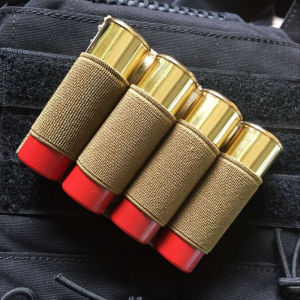 4 Round Ammo Carrier Holder Shotgun Shell Outdoor Tactical 12/20 Molle Nylon Magazine Pouch Panel Flashlight Pen Organizer