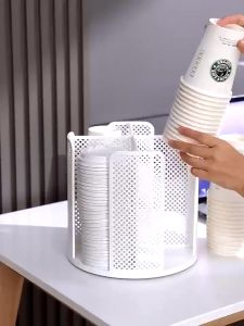 Desktop Rotating Paper Cup Holder Milk Tea Coffee Shop Disposable Cup Storage Rack Beverage Shop Paper Cup Taker
