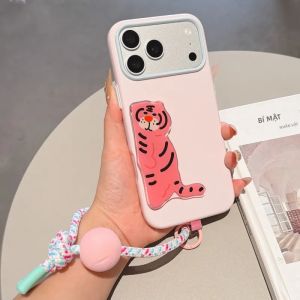 Ốp Lưng Điện Thoại iPhone 17 Pro Max 16 15 14 13 18 Hình Thú 3D Kèm Móc Treo Hoạt Hình Macaron Dây Đeo Tết Chống Sốc Chất Liệu TPU PC Kiểu Đeo Chéo