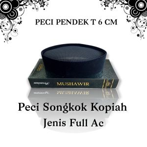peci songkok kopiah full ac hitam pendek tinggi 6 cm anak dan dewasa unik premium halusan