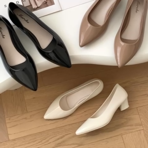 Boss Go Sleek Kitten Office Shoes – 1.5 Heel Plain Design Glossy Jelly Rubber Comfort for Effortless Formal & Professional Style All Day
