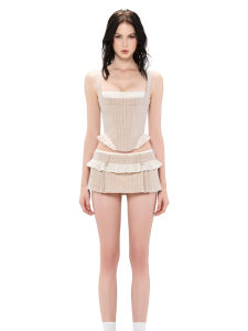 French Sweet and Spicy Style Striped Two-Piece Set