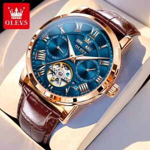 OLEVS | OLEVS 6668 Đồng Hồ Cơ Tự Động Cổ Điển Dành Cho Nam Dây Đeo Bằng Da Dạ Quang Chống Thấm Nước Có Chức Năng Ngày Tháng Hiển Thị Số La Mã