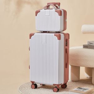 Large Capacity Travel Suitcase Womens Password Box Luggage Carry-On Korean Style Checked Bag Fashionable Trending ABS+PC Material