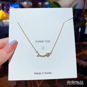 GL 18K GOLD stainless steel personality fishbone Necklace for women N8016