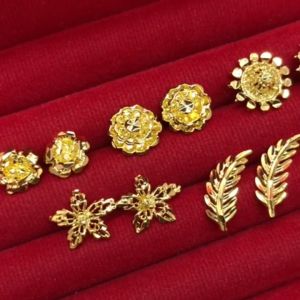 ชุบทอง ใส่ออกงานได้ ใส่ได้ทุกโอกาส รูปถ่ายจากสินค้าจริง - ต่างหูทองปักก้าน