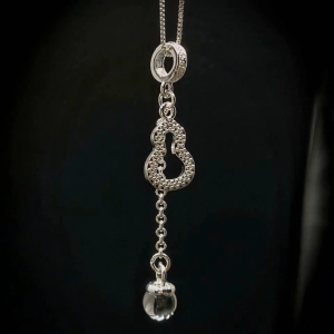 Elegant Crystal Gourd Pendant Necklace,Delicate Crystal Drop Necklace with Gourd Charm
