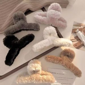 Large Size 11cm Hair Accessories Rabbit Fur Claw Clip Shark Clamp Crossed Hairdo Hair Grab Fashionable Hair Accessories