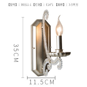 American Style Vintage Silver Crystal Wall Lamp Creative Iron Art Living Room Bedroom Hallway Lighting Chandelier Home Decor