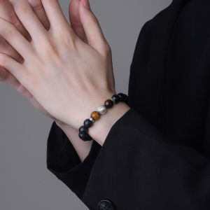 CHUNYAN | Lucky High-End Mens Silver Agate Bracelet