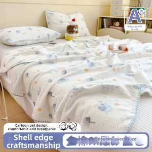 NAIYOUCHENG | Kids Cartoon Cotton Double Gauze Blanket