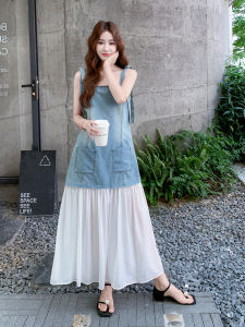 YINLUOYA | Summer Denim Dress Korean Style A-Line Skirt Beautiful Slimming Strapless Gown Young Girl Feeling Inlovewithjeans New Arrival 2025