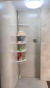 ชั้นวางเข้ามุม 4 ชั้น แบบปรับระดับได้ได้ ขนาด1.00 - 3.20 ม.ไม่ต้องเจาะยึด 4 corner shelves size 1.00 - 3.20 m. Can be folded without drilling