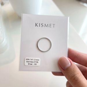 Kismet แหวนมินิมอล ตัวเรือนสแตนเลส สีเงิน Silver หน้ากว้าง 1 มิล ทรงเหลี่ยม Gray & Gold Jewelry [KRN141]