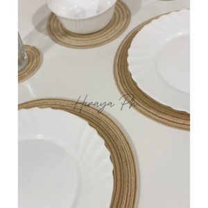 Hiraya Ph Woven Placemat & Coaster for Dining Table Nordic Scandinavian Anti-slip Heat Resistant Washable and Non-fading