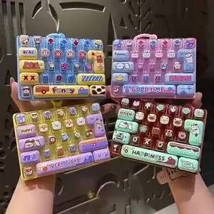 Bandai | /Candy Color Fidget Keycap Clicker Keychain Cute 26 Keys Stress Relief Keyboard Toy Bag Pendant Cartoon Fidget Key Ring