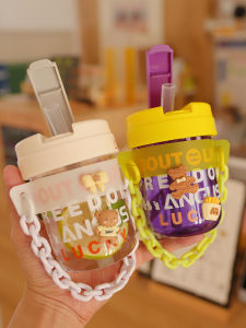 Portable Mini Plastic Straw Cup Summer Popular High Aesthetic Value Coffee Water Cup for Students And Adults Korean Style