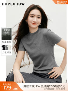 Red Sleeve High-End Grey Knitted Top Embroidered Waist-Cinching Pleated Semi-high Collar Overhead Summer New Womens Fashion