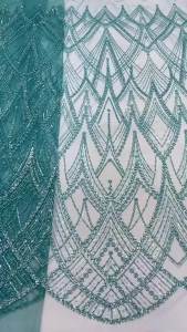 New Design Fashion Africa Nigerian Artistic Pattern Handmade Embroidery Sequins Hot Sale French Beads Tulle Lace For Party Dress