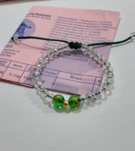 Gelang Ceko putih variasi giok hijau Semar jawa