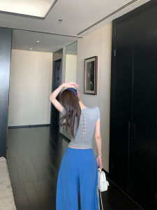 Skk Store Original Trap Short Sleeve Hollow out Shoulder T-Shirt Women Summer Slimming Top with Chest Pad Korean Style Commute