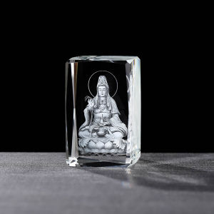 Glowing Buddha Statue Crystal Home Decor Sacred Artwork South West Amida Buddha Guanyin Bodhisattva Water Feature Tabletop Ornament