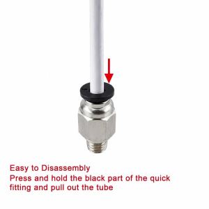12 pcs PC4-M6 Pneumatic PTFE Tube Kit 10 Metal Fittings + 2 Plastic Quick-Connect Fittings for 4mm Outer Diameter PTFE Tube
