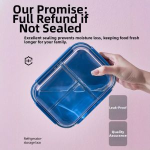 Microwave-safe Borosilicate Glass Compartment Container 4 Compartments