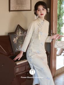 Đầm Qipao Phong Cách Trung Quốc Thêu Trẻ Trung