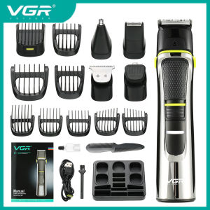 VGR 5 in 1 Professional Washable Hair Clipper Electric Hair Clipper Kit Rechargeable Carving Shaving Scissor Black