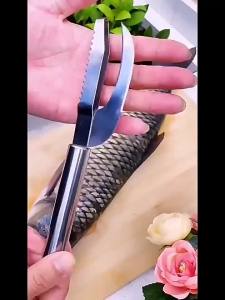 ⚑Stainless Steel 3 In 1 Fish Scale Knife Cut/Scrape/Dig Maw Knife Scale Scraper Sawtooth Peelers Scraping Boning Filleting