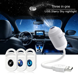 USB Starry Sky Projector Car Interior Ambient Light Roof Room Ceiling Decoration Adjustable-Angle Portable Galaxy Night Lighting