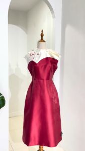 [Voucher 15% MOV 199K cap 100K  Đầm HeraDG dáng A thêu lazer họa tiết hoa hồng thanh lịch sang trọng chất tafta cao cấp SDPBD1048